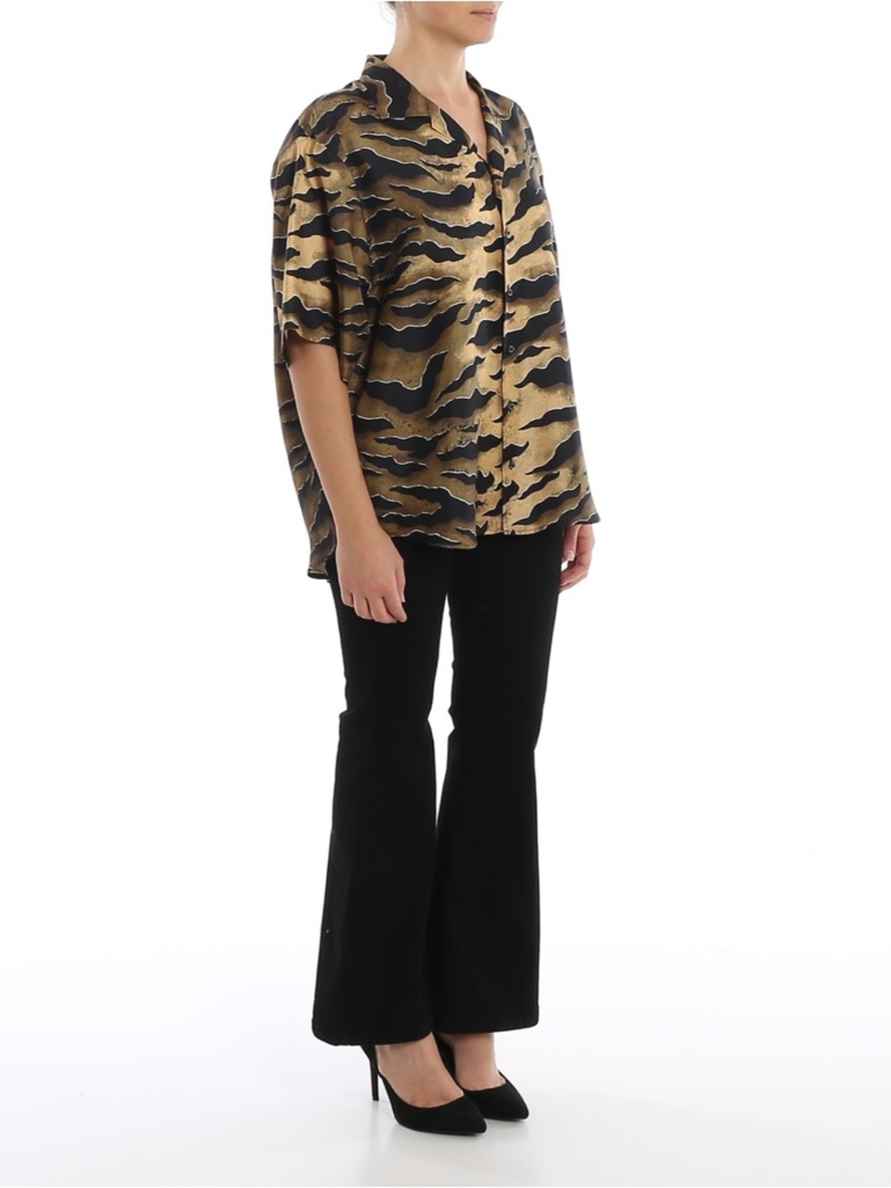 DSQUARED2 Printed Silk Oversized Shirt